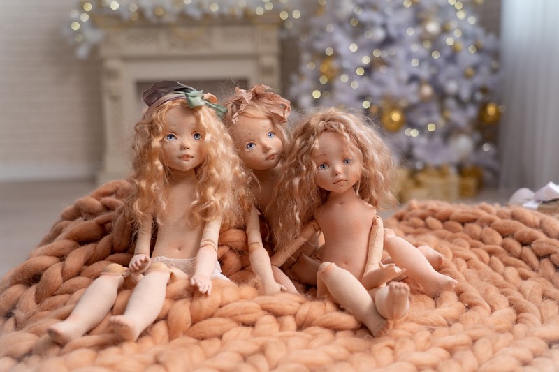 Текстильные куклы тройняшки